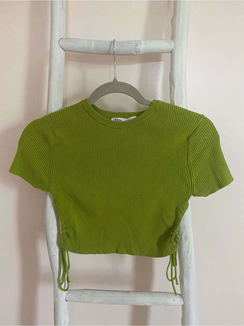 Zara Ribbed Crop Top in Bright Lime